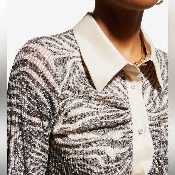 In the mood for love Lina lacing zebra sequin crop top blouse - XS - Picture 6 of 10